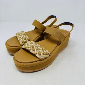 Rothy’s Woven Strap Platform Sandals Women’s Size 8 Coastal Eco-Friendly Comfort